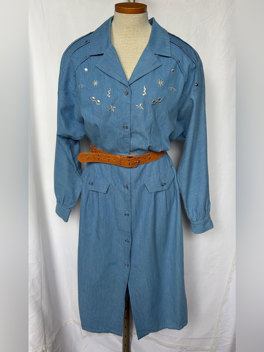 1980s Light Denim Dress-100% Cotton